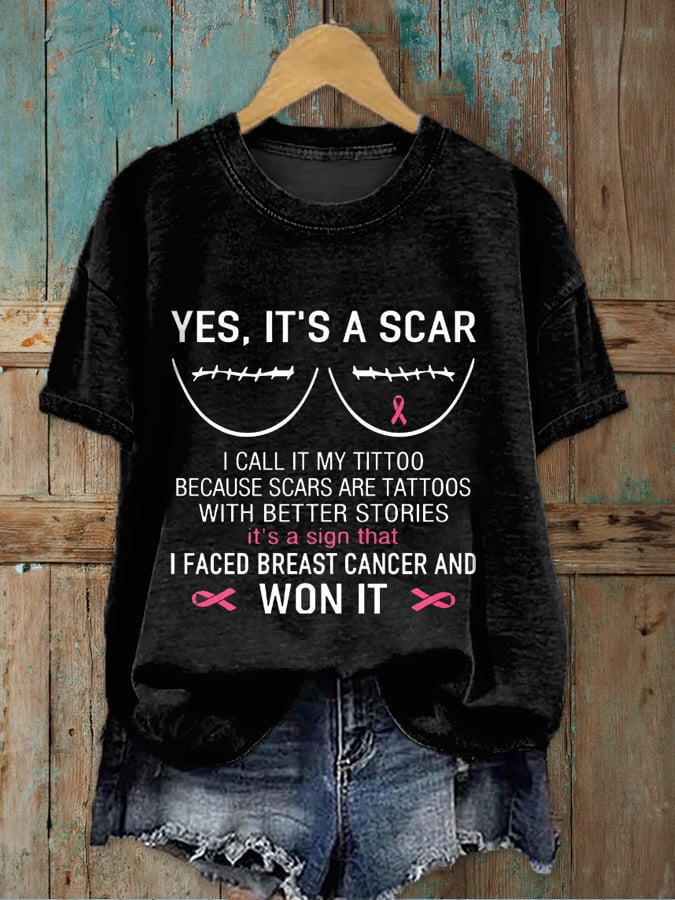 Women's Breast Cancer Awareness I Faced Breast Cancer And Won It T-Shirt