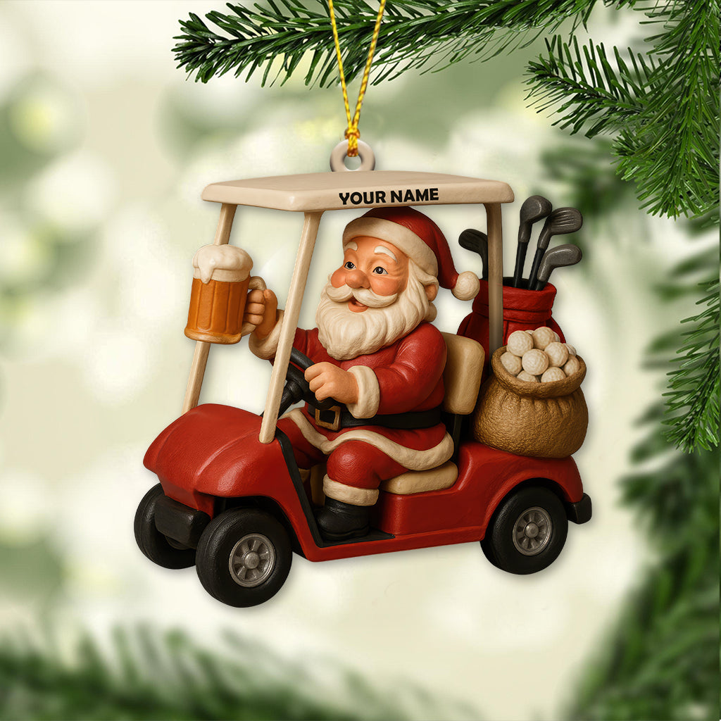Love Beer And Golf Santa, Home Decor, Christmas Ornament, Personalized Ornament