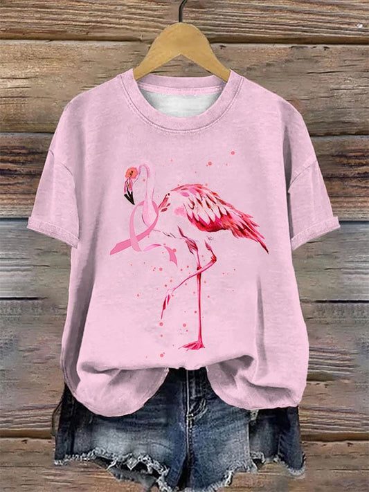Women's Breast Cancer Awareness Flamingo T-Shirt