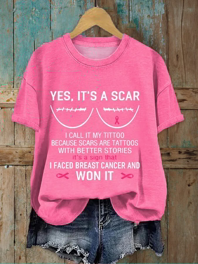 Women's Breast Cancer Awareness I Faced Breast Cancer And Won It T-Shirt