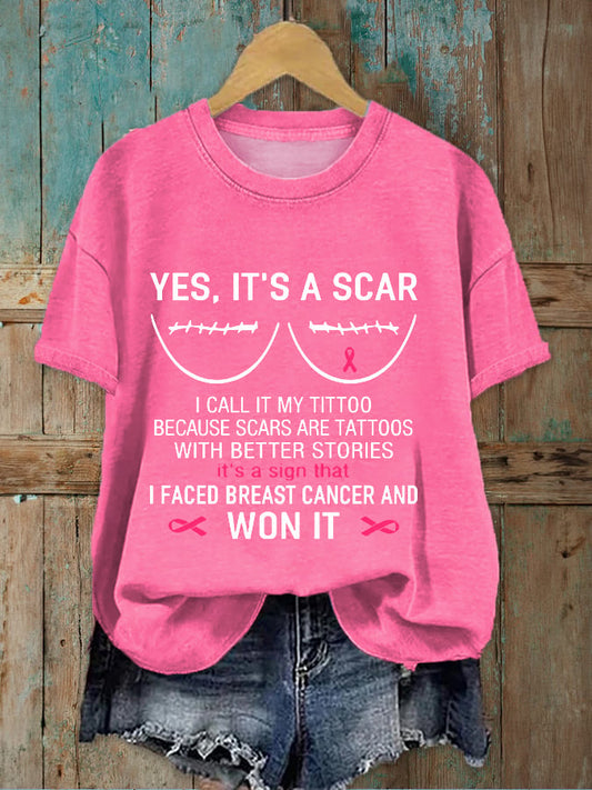Women's Breast Cancer Awareness I Faced Breast Cancer And Won It T-Shirt