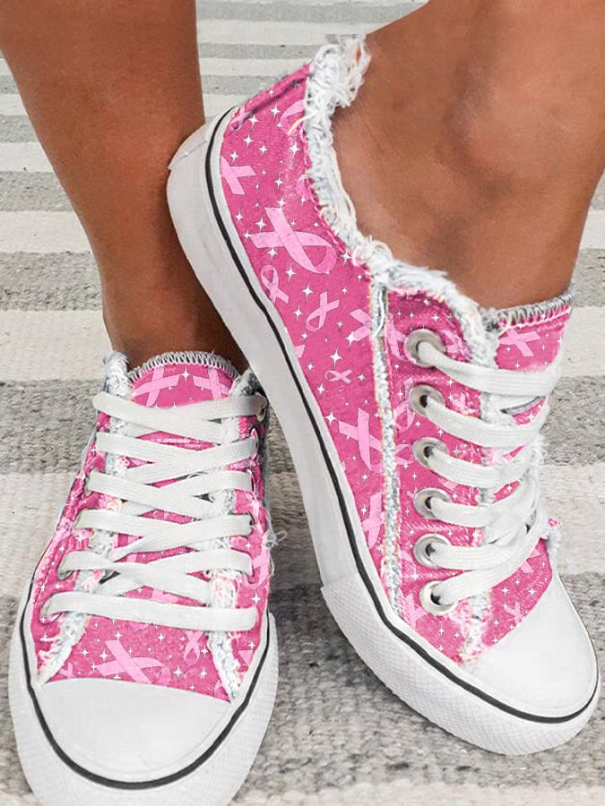 Women's Breast Cancer Awareness Pink Ribbon Sneakers