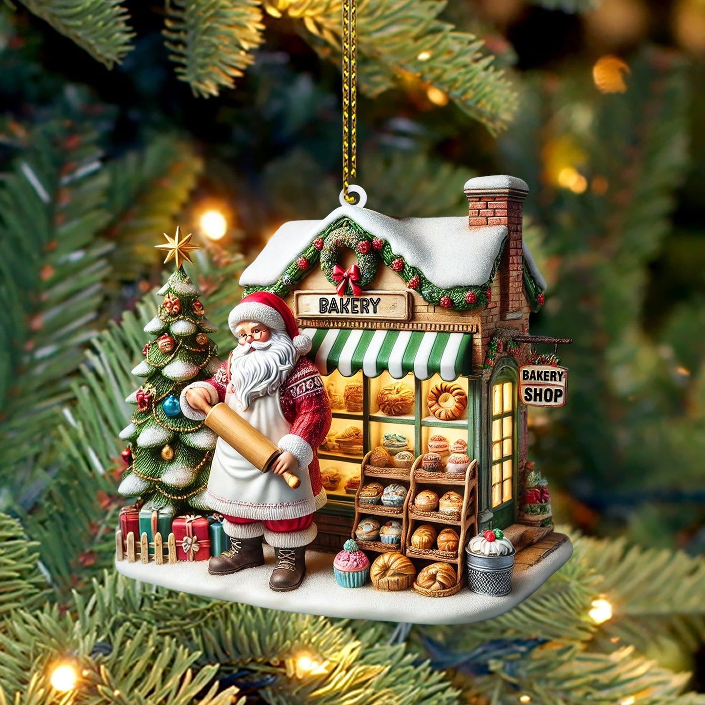 Santa Shop Home Decor Christmas Ornament, Personalized Ornament