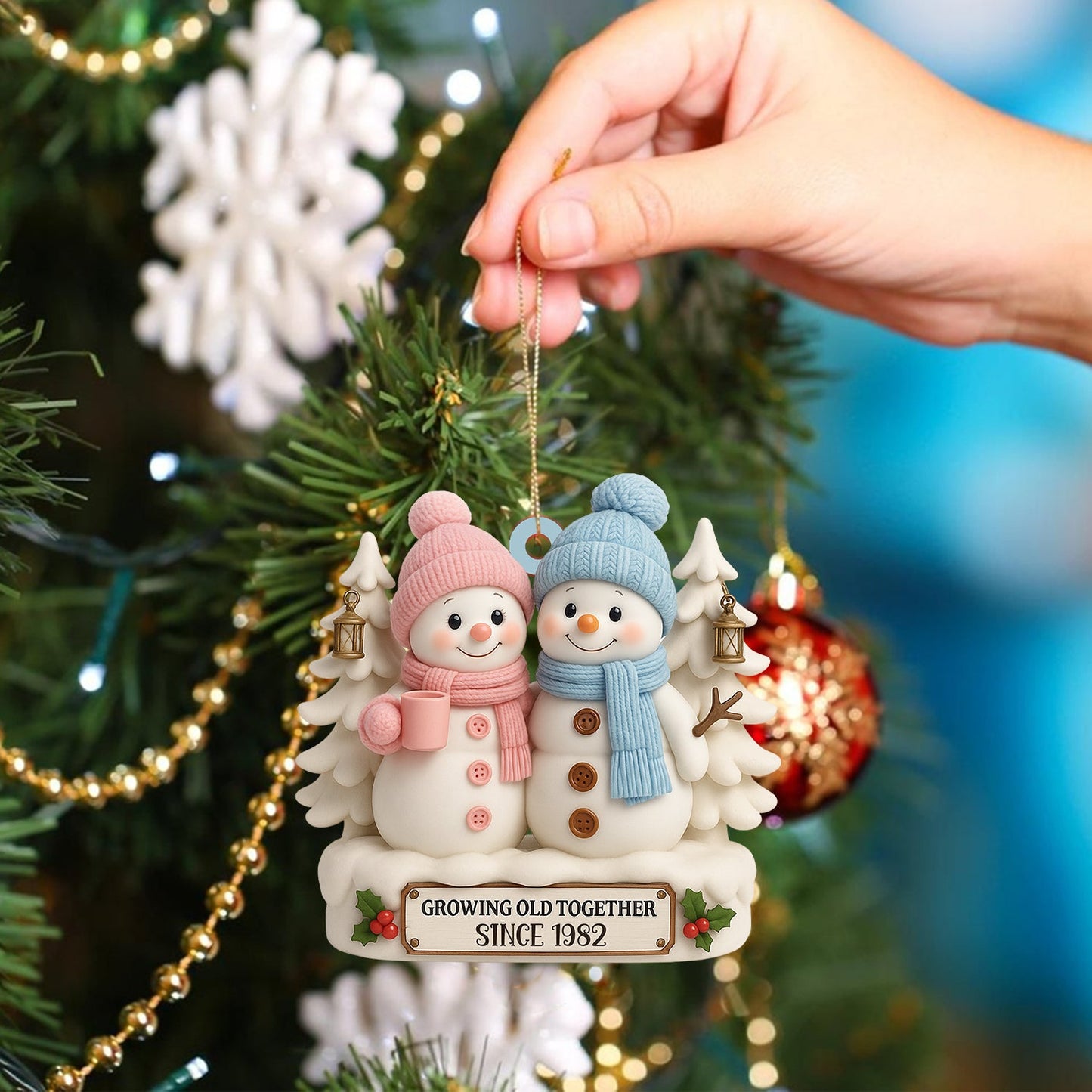 Snowman Couple Christmas, Home Decor, Christmas Ornament, Personalized Ornament