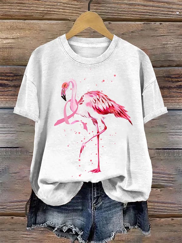 Women's Breast Cancer Awareness Flamingo T-Shirt