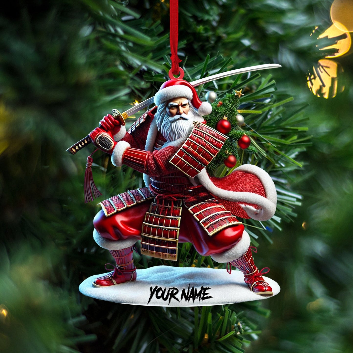 Santa Samurai Home Decor Christmas Ornament, Personalized Ornament