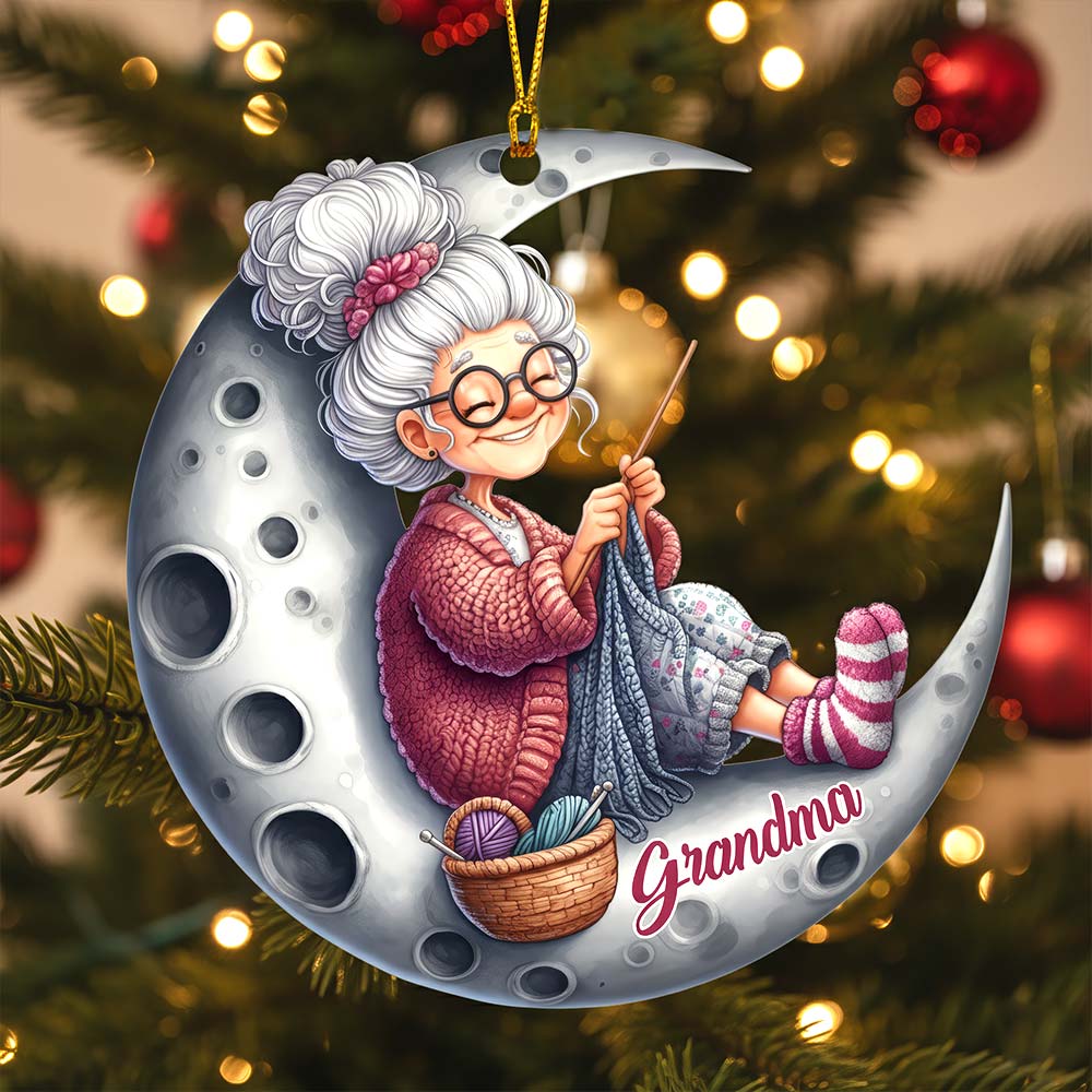 Knitting Woman, Home Decor, Christmas Ornament, Personalized Ornament