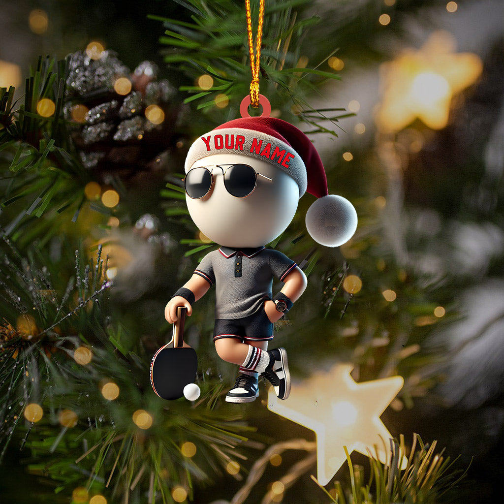 Ping Pong Player Decor Christmas Ornament, Personalized Ornament