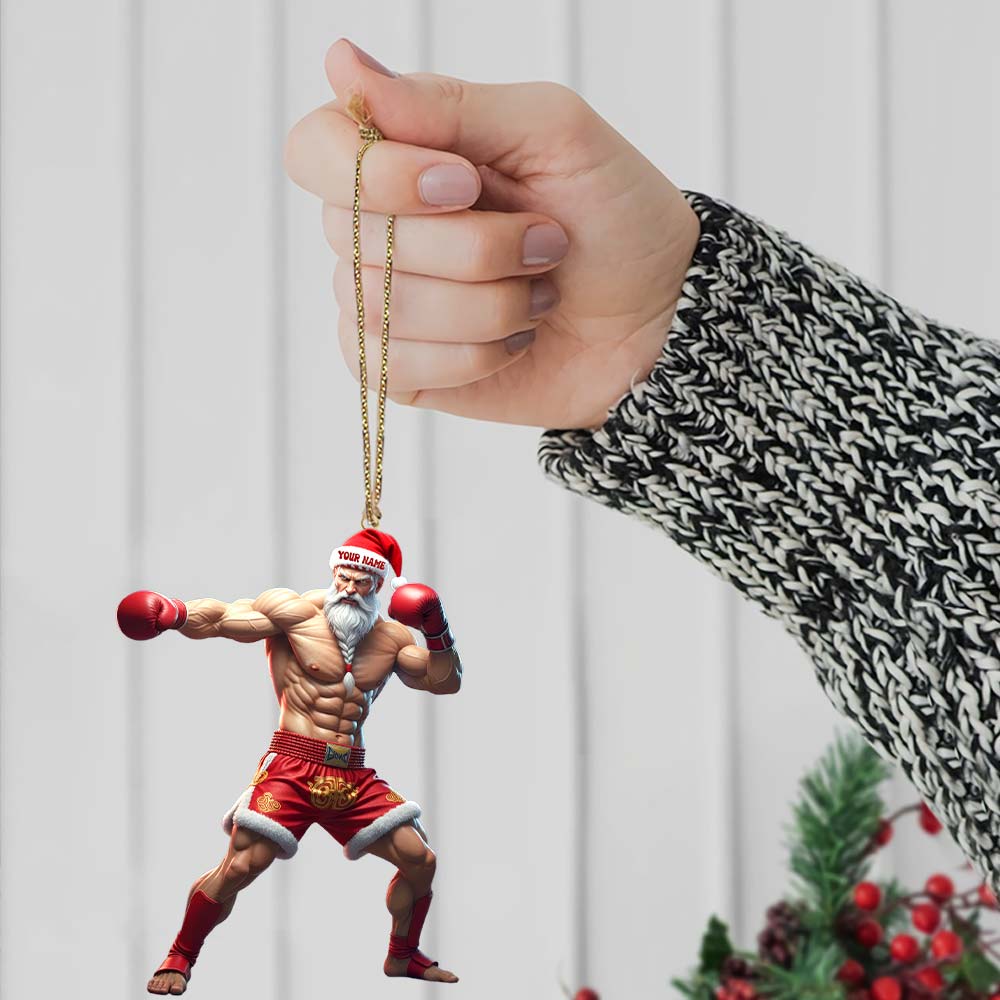 Muay Thai Santa, Home Decor, Christmas Ornament, Personalized Ornament
