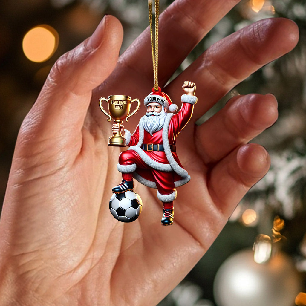 Football Champion Santa Christmas Ornament, Personalized Ornament