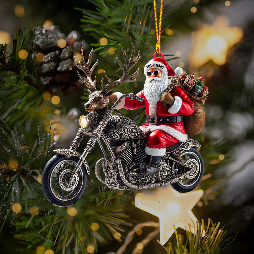 Moto Santa Home Decor Christmas Ornament, Personalized Ornament