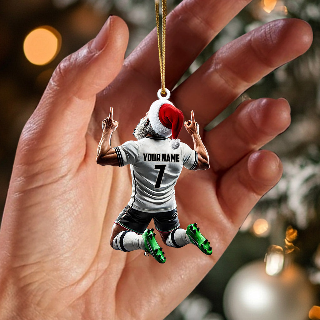 Santa Football Player Christmas Ornament, Personalized Ornament