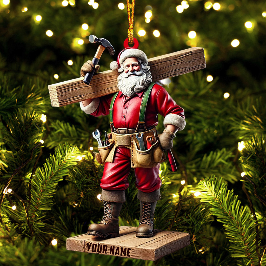 Carpenter Santa Christmas Ornament, Personalized Ornament