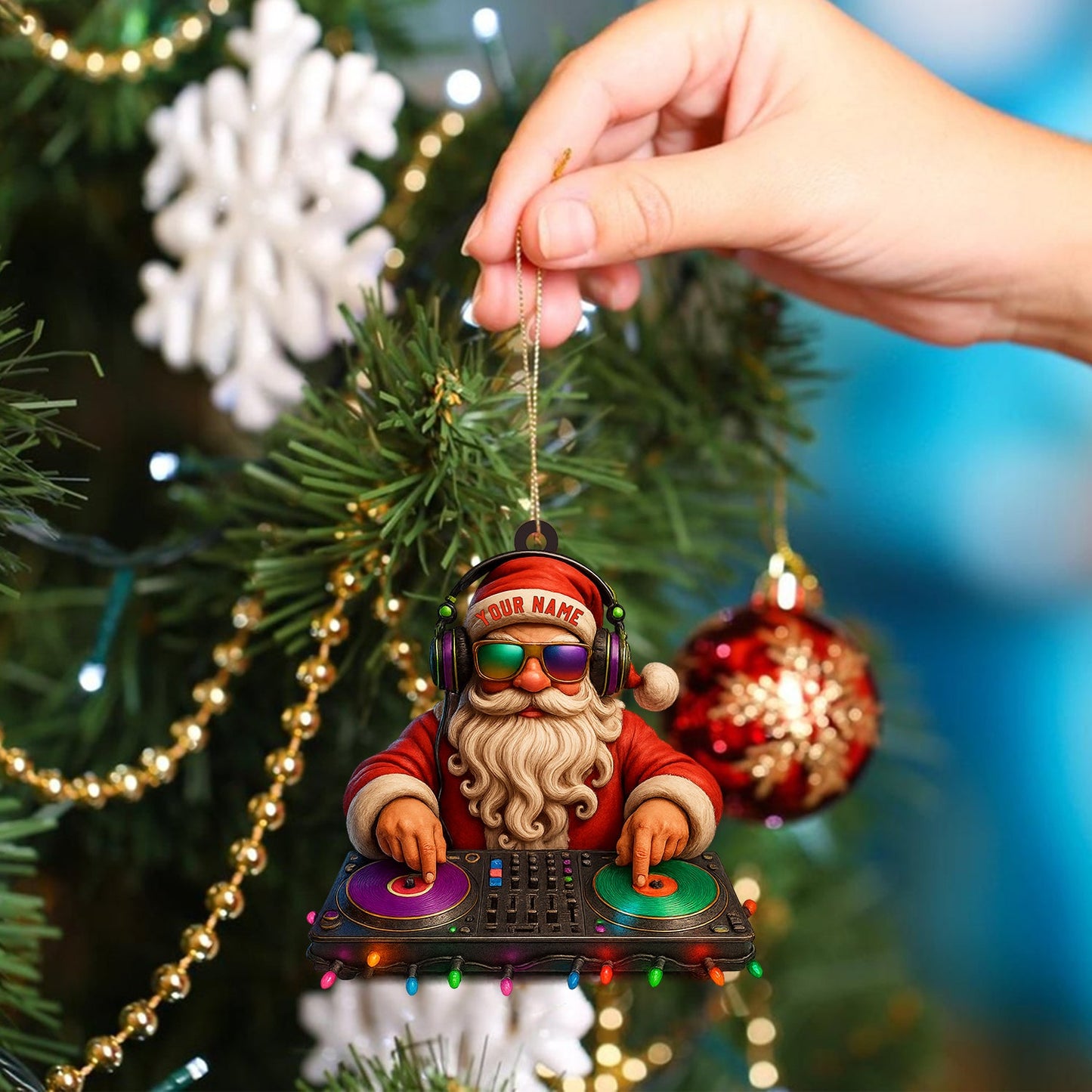 Santa DJ Christmas, Home Decor, Christmas Ornament, Personalized Ornament
