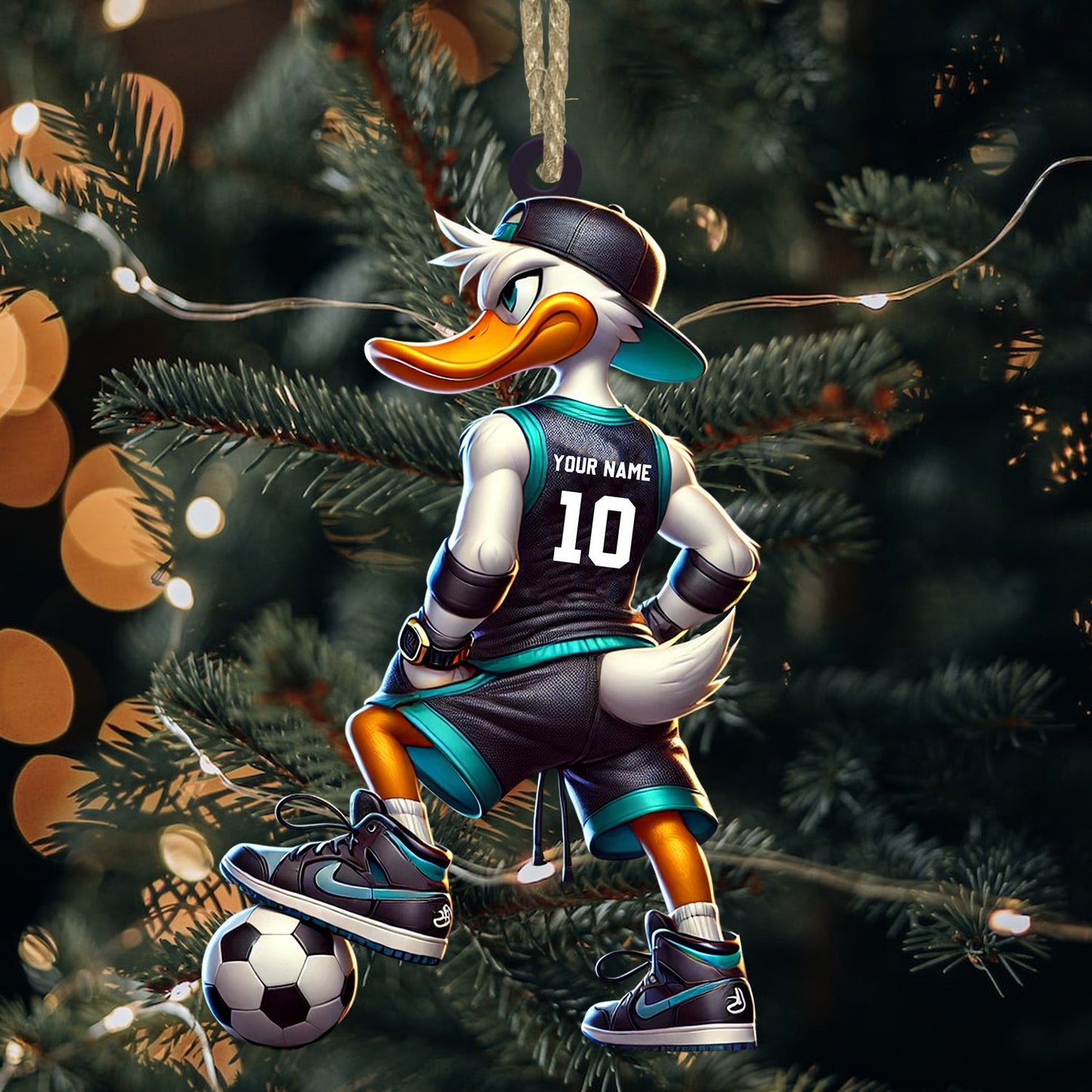 Football Duck Christmas Ornament, Personalized Ornament
