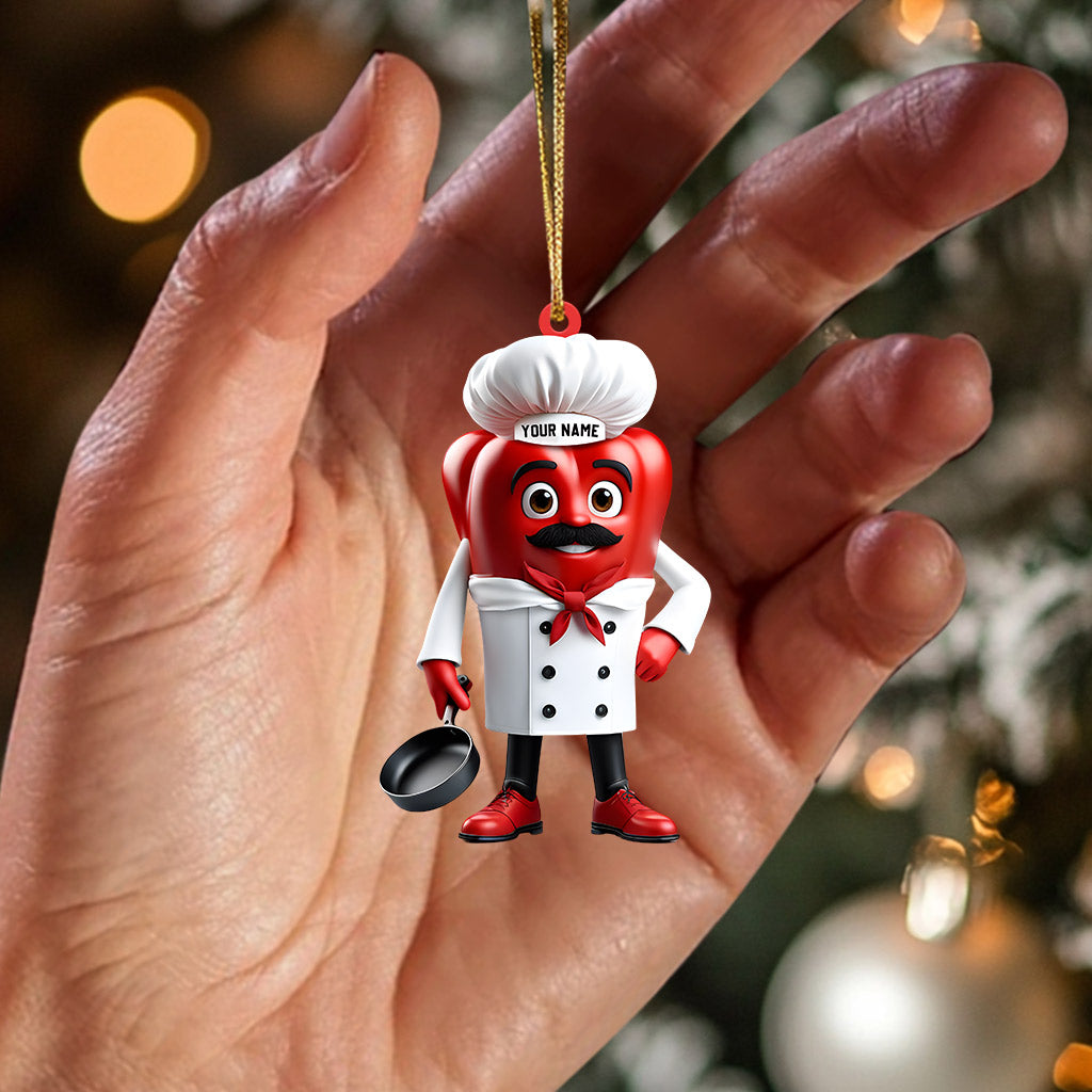 Bell Pepper Chef Decor Christmas Ornament, Personalized Ornament