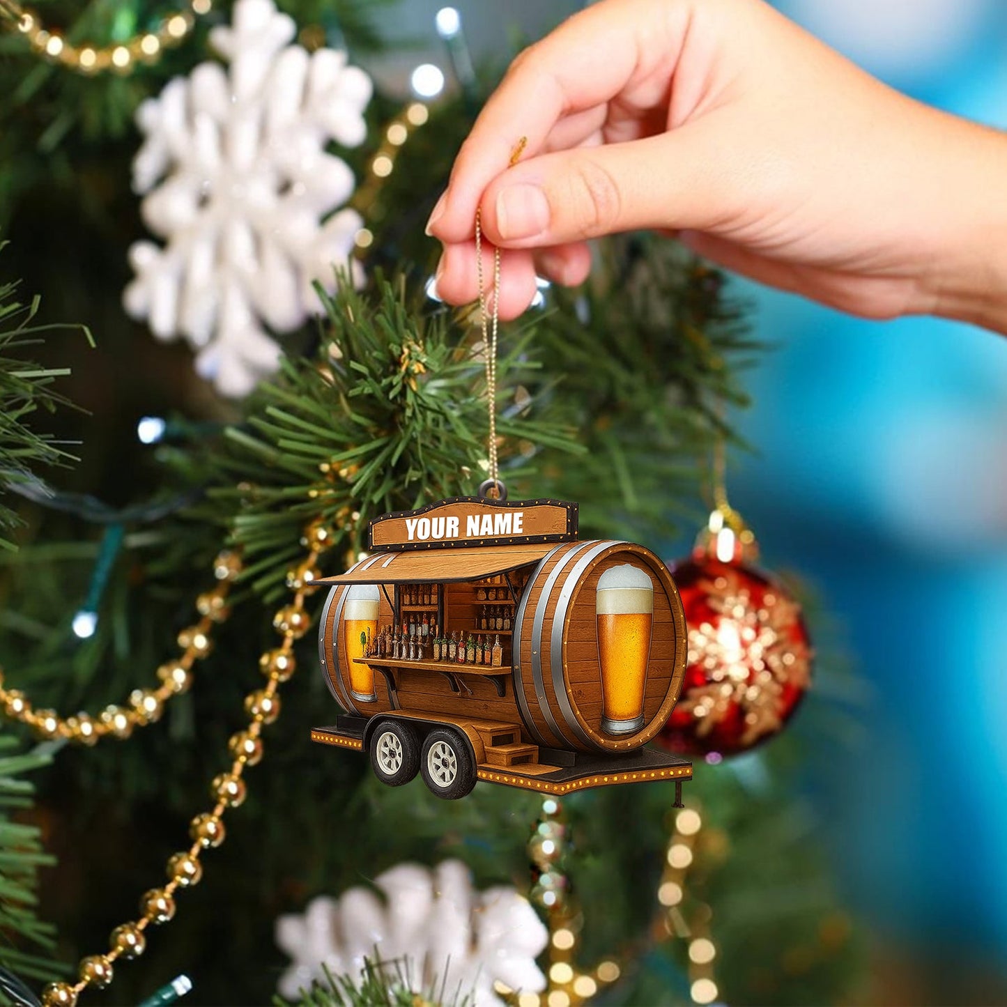 Christmas Beer Shop, Home Decor, Christmas Ornament, Personalized Ornament