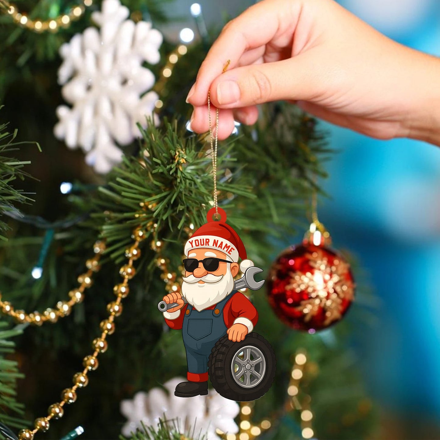 Santa Mechanic Christmas, Home Decor, Christmas Ornament, Personalized Ornament