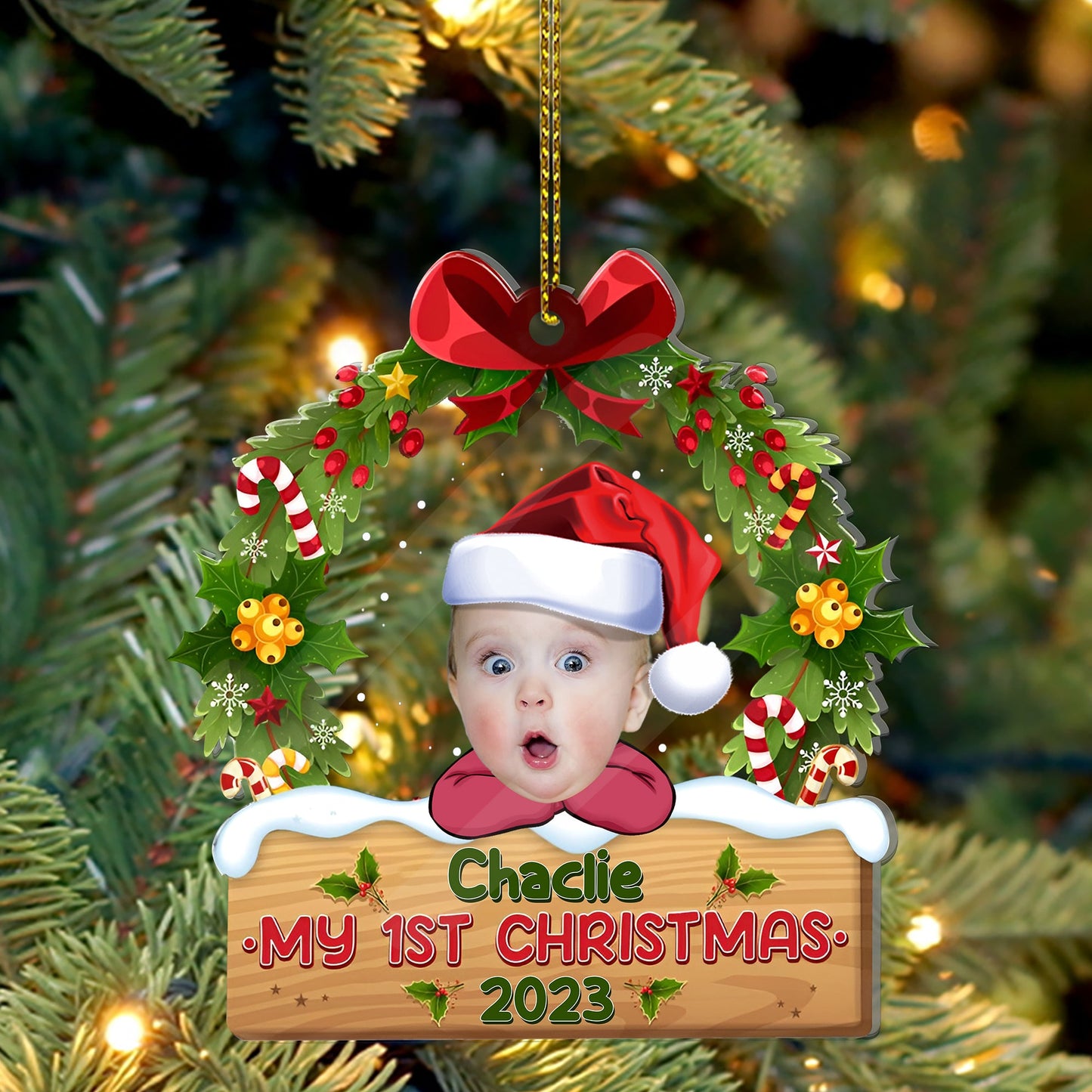My Baby First Christmas - Custom Photo And Name, Personalized Acrylic Ornament - Gift For Christmas, Family Gift
