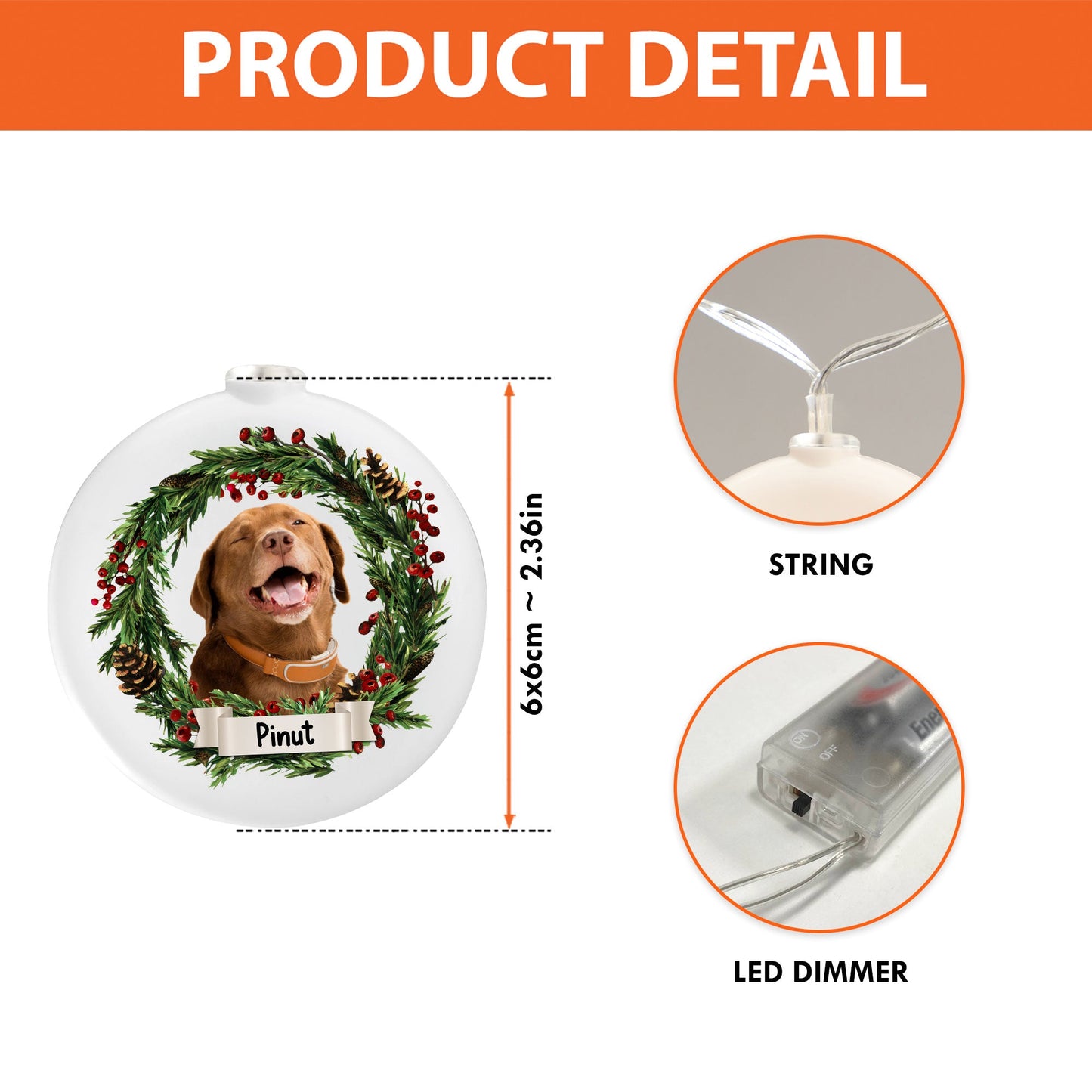 Merry Christmas - Custom Photo And Name, Personalized Round Plastic Led String Light - Gift For Christmas, Gift For Family, Gift For Pet Lover