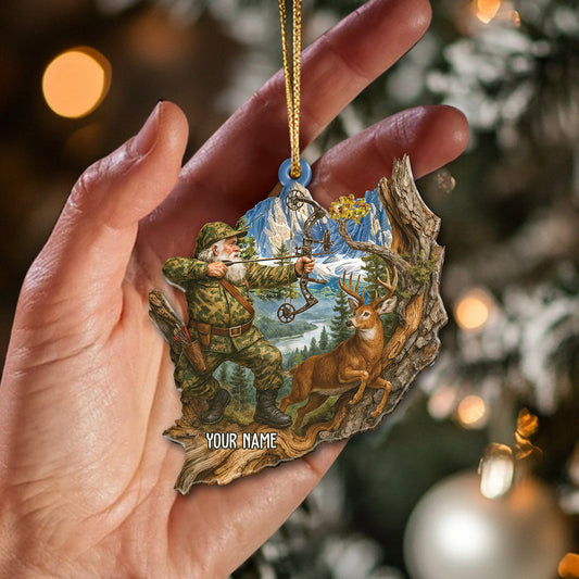 Deer Hunting Santa, Home Decor, Christmas Ornament, Personalized Ornament