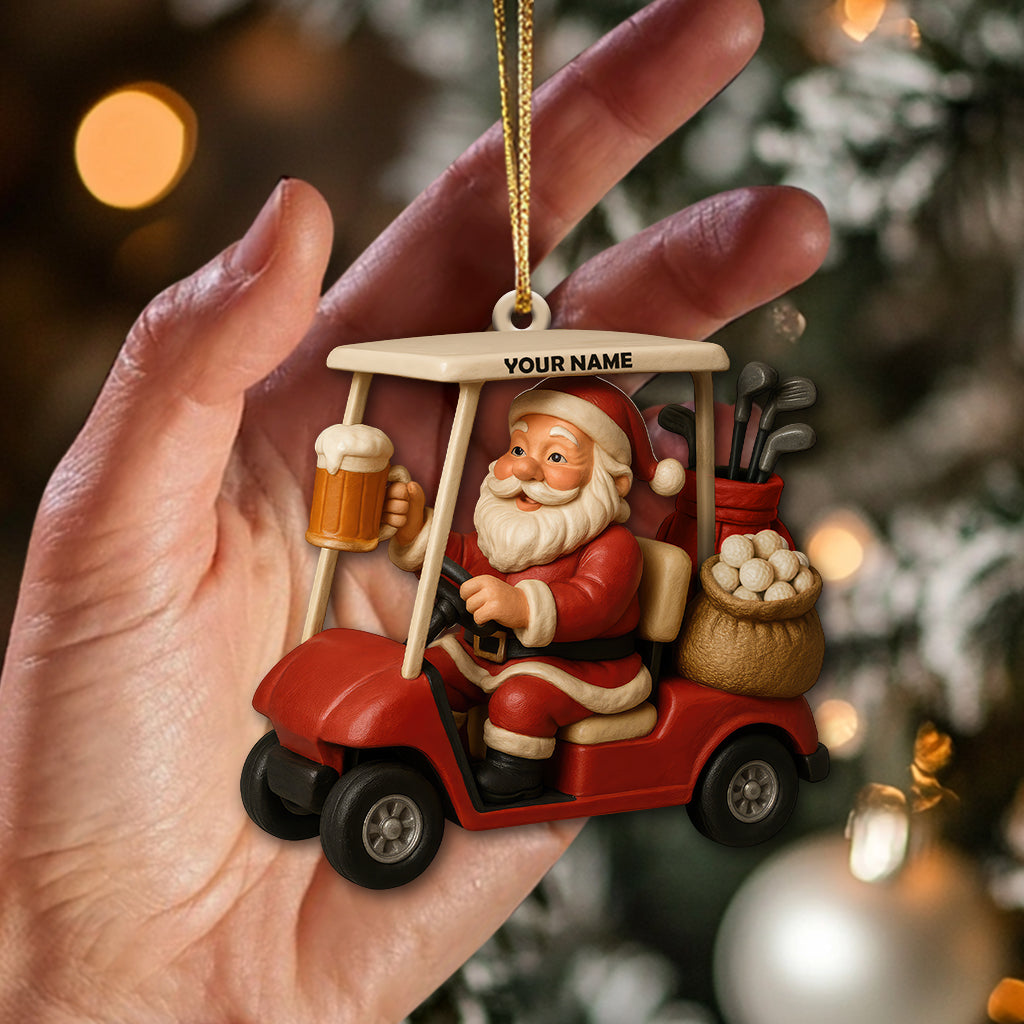 Love Beer And Golf Santa, Home Decor, Christmas Ornament, Personalized Ornament