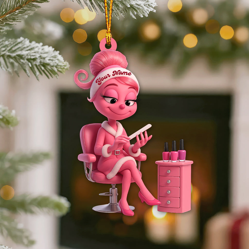 Nails Slay ELF, Home Decor, Christmas Ornament, Personalized Ornament