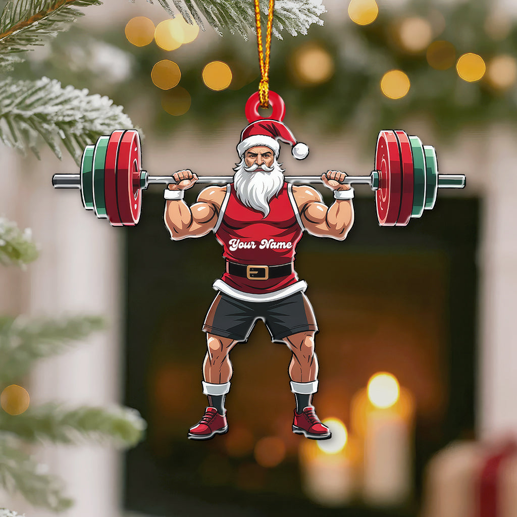 Weightlifting Santa, Home Decor, Christmas Ornament, Personalized Ornament