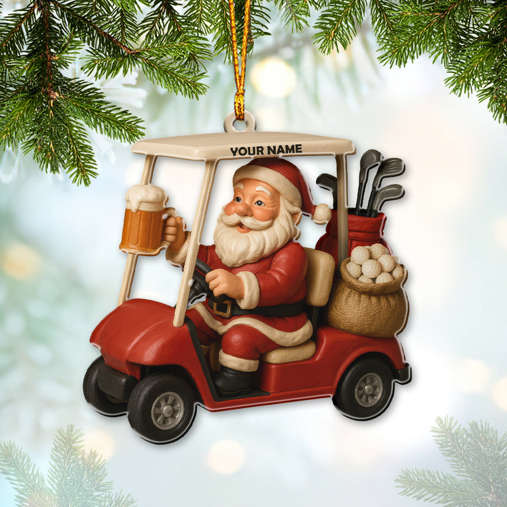 Love Beer And Golf Santa, Home Decor, Christmas Ornament, Personalized Ornament
