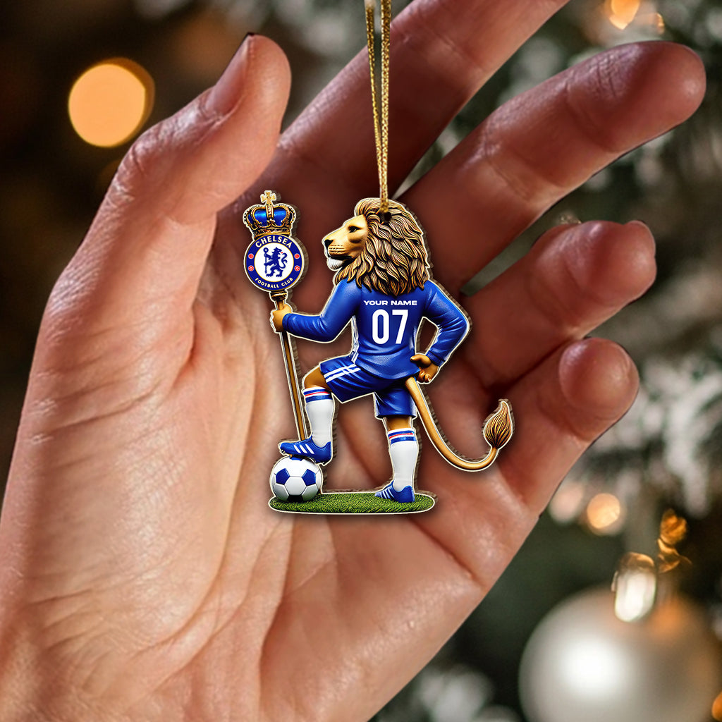 Custom Name Chelsea Ornament, Christmas Gift for Football Lover