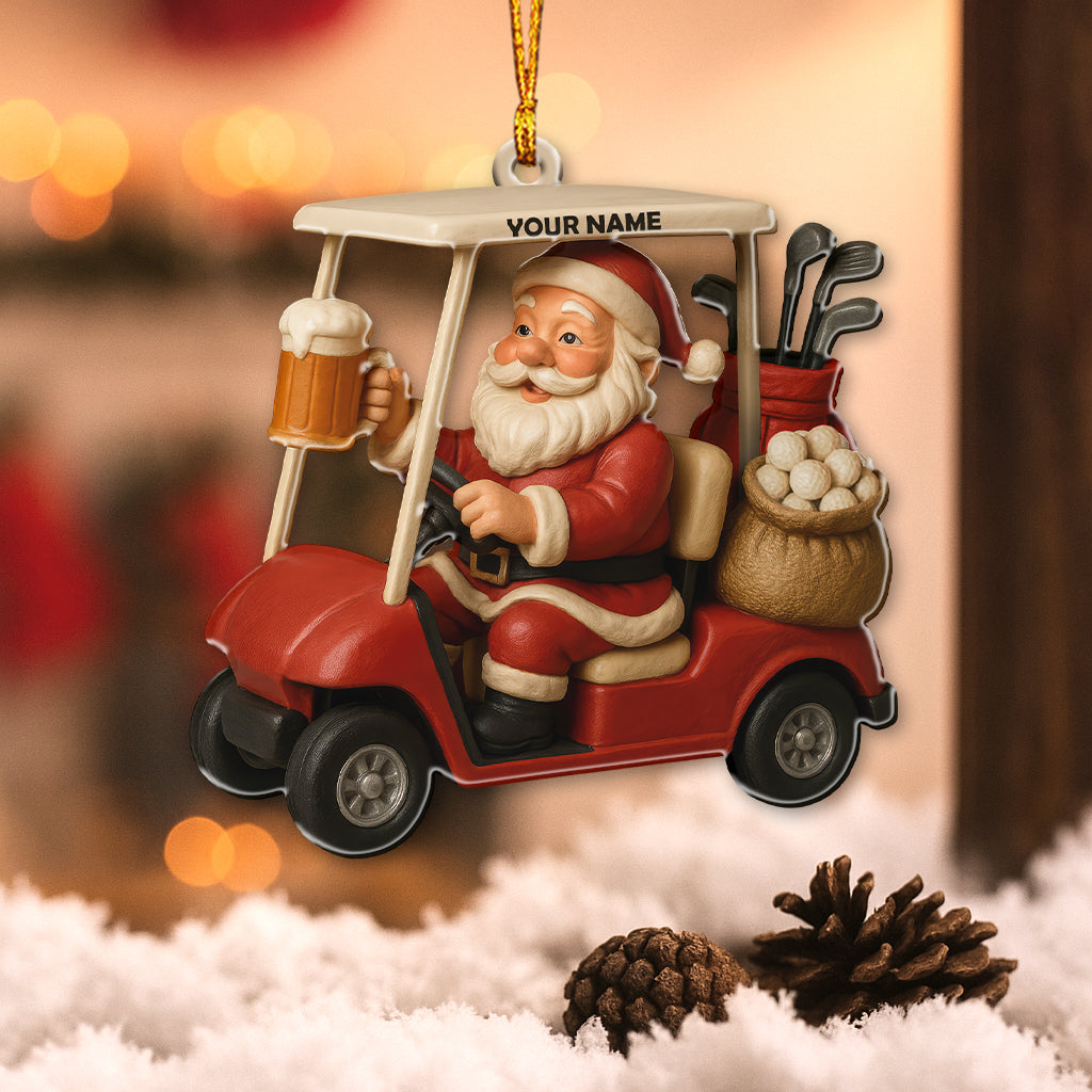 Love Beer And Golf Santa, Home Decor, Christmas Ornament, Personalized Ornament