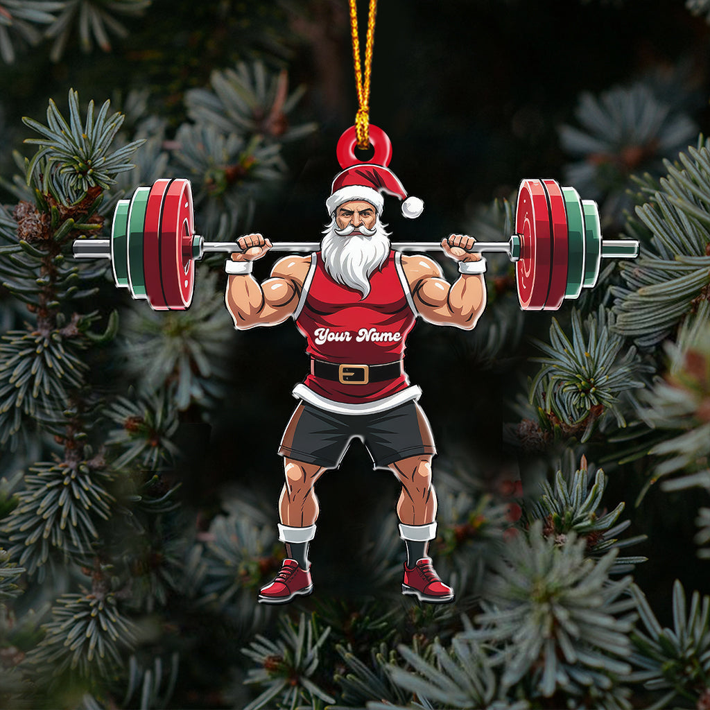 Weightlifting Santa, Home Decor, Christmas Ornament, Personalized Ornament