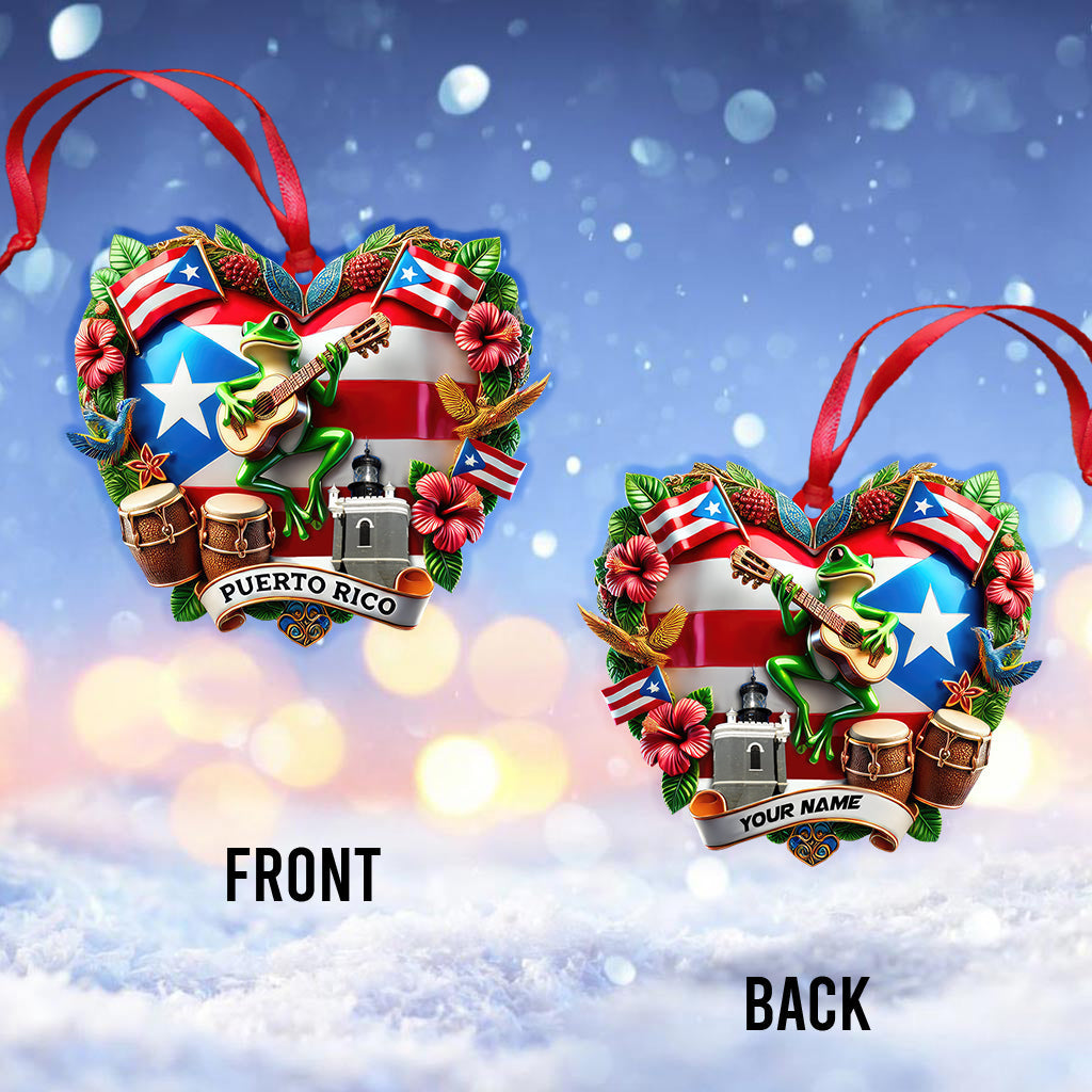 Custom Name Puerto Rico Ornament, Christmas Gift for Puerto Rico Lover