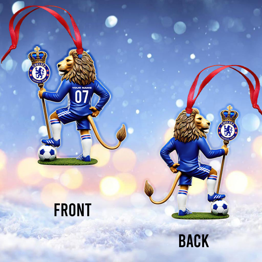 Custom Name Chelsea Ornament, Christmas Gift for Football Lover