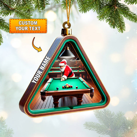 Billiard Santa Decor Christmas Ornament, Personalized Ornament