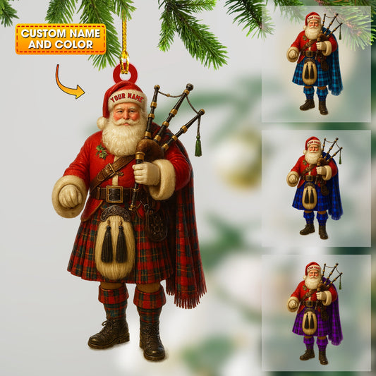 Scottish Santa Home Decor, Christmas Ornament, Personalized Ornament