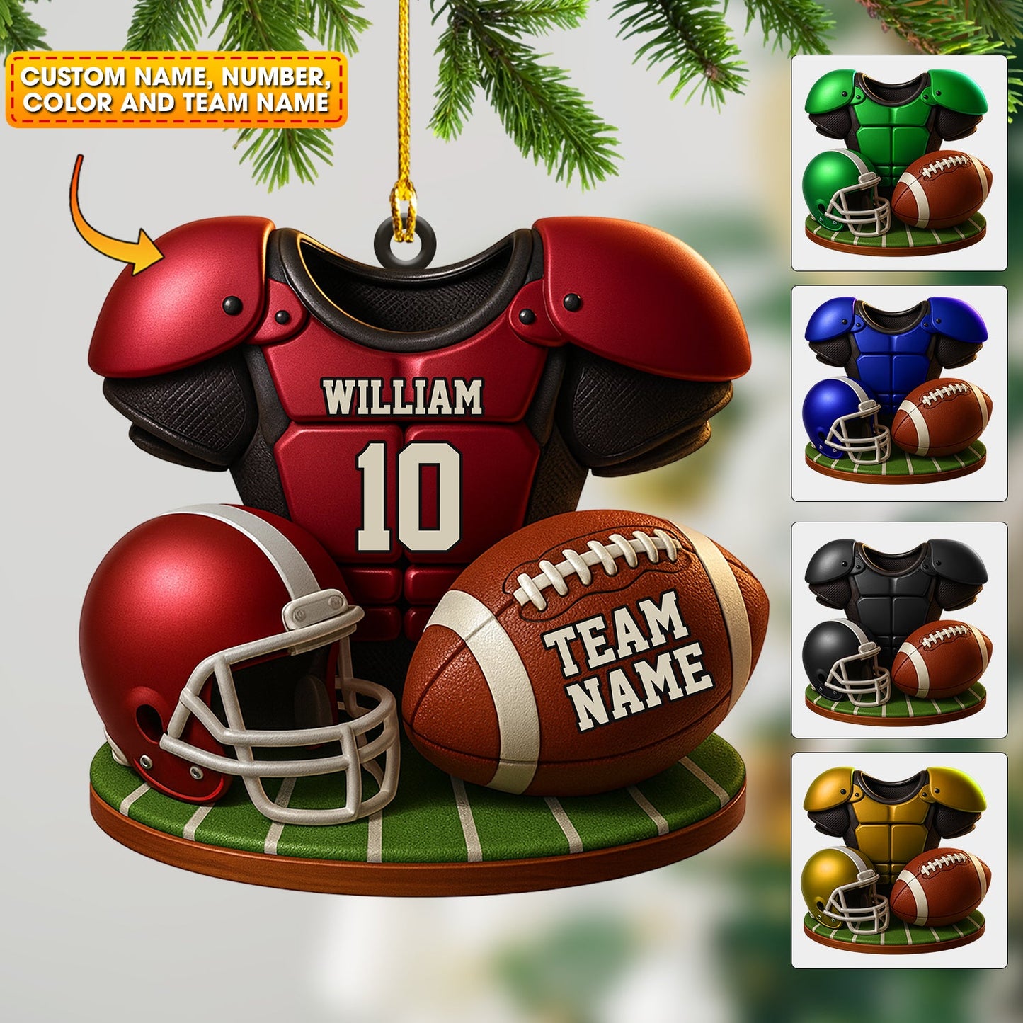 Football Team Christmas, Home Decor, Christmas Ornament, Personalized Ornament