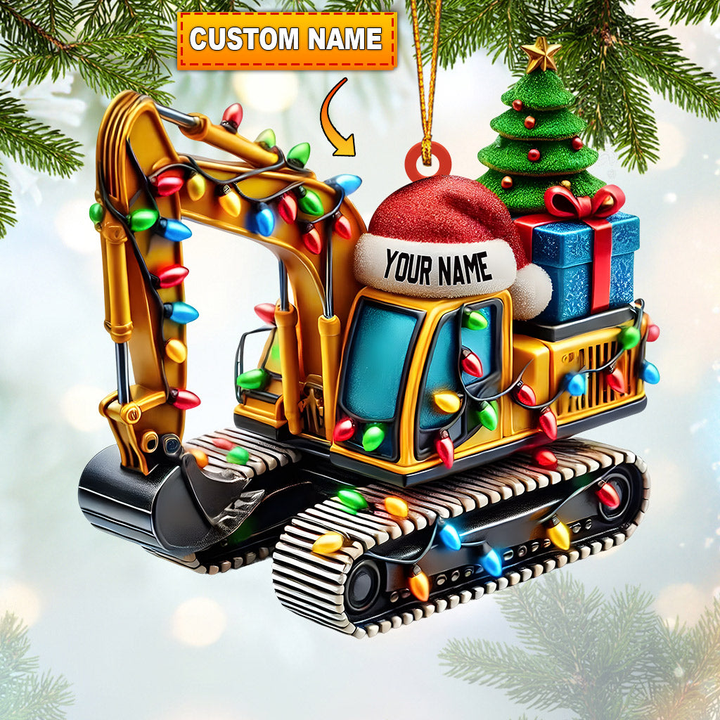 Excavator Decor Christmas Ornament, Personalized Ornament
