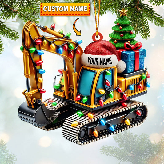 Excavator Decor Christmas Ornament, Personalized Ornament