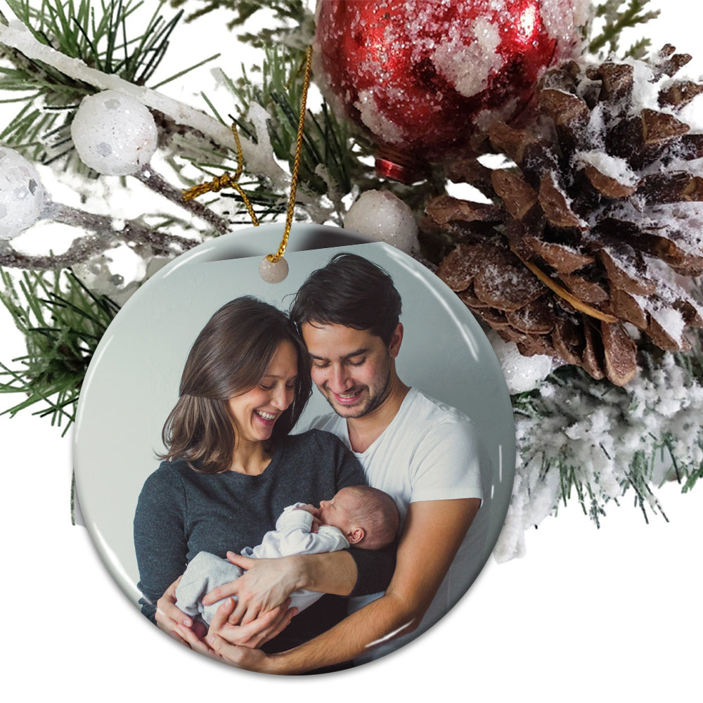 Godparents Are A Gift Sent From Heaven - Custom Photo And Name- Personalized 2 Sides Ceramic Ornament - Gift For Family, Christmas Gift