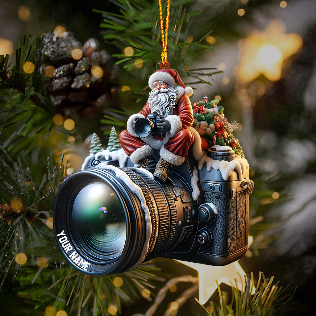 Santa Photographer Home Decor Christmas Ornament, Personalized Ornament