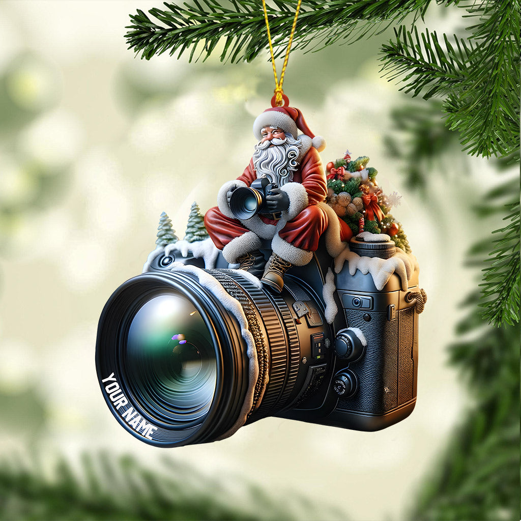 Santa Photographer Home Decor Christmas Ornament, Personalized Ornament