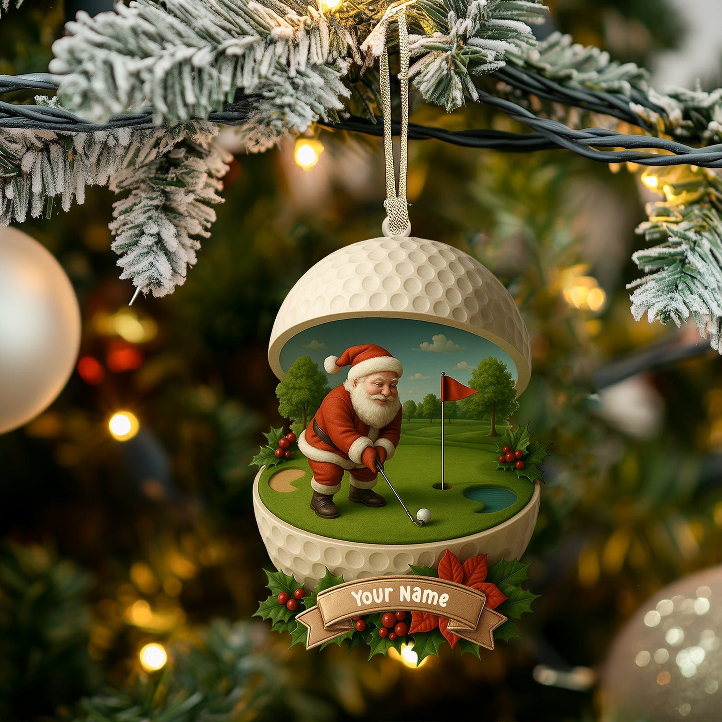 Golf Santa, Home Decor, Christmas Ornament, Personalized Ornament