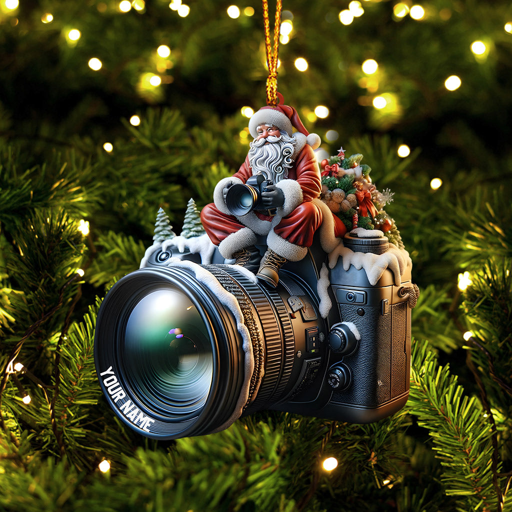 Santa Photographer Home Decor Christmas Ornament, Personalized Ornament