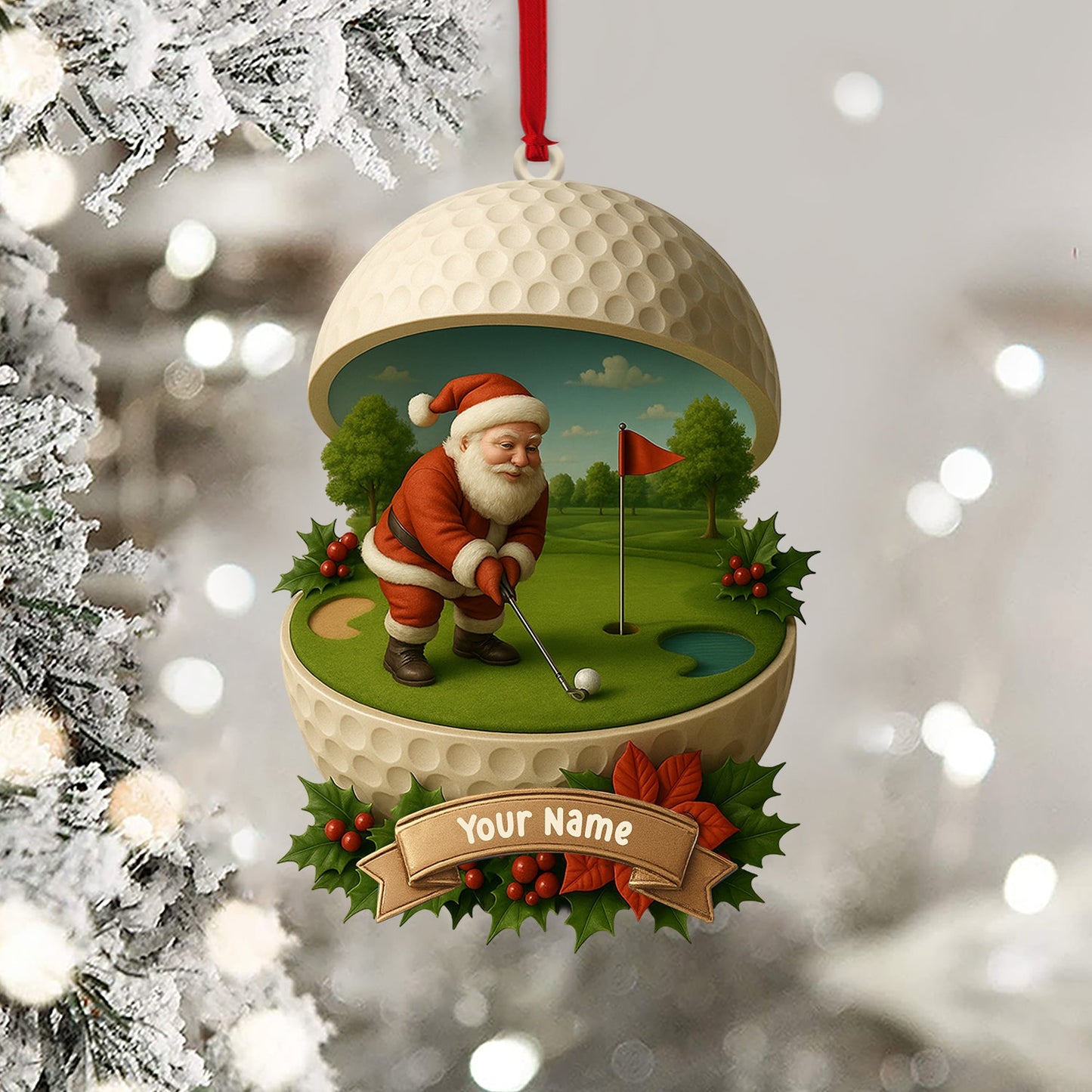 Golf Santa, Home Decor, Christmas Ornament, Personalized Ornament