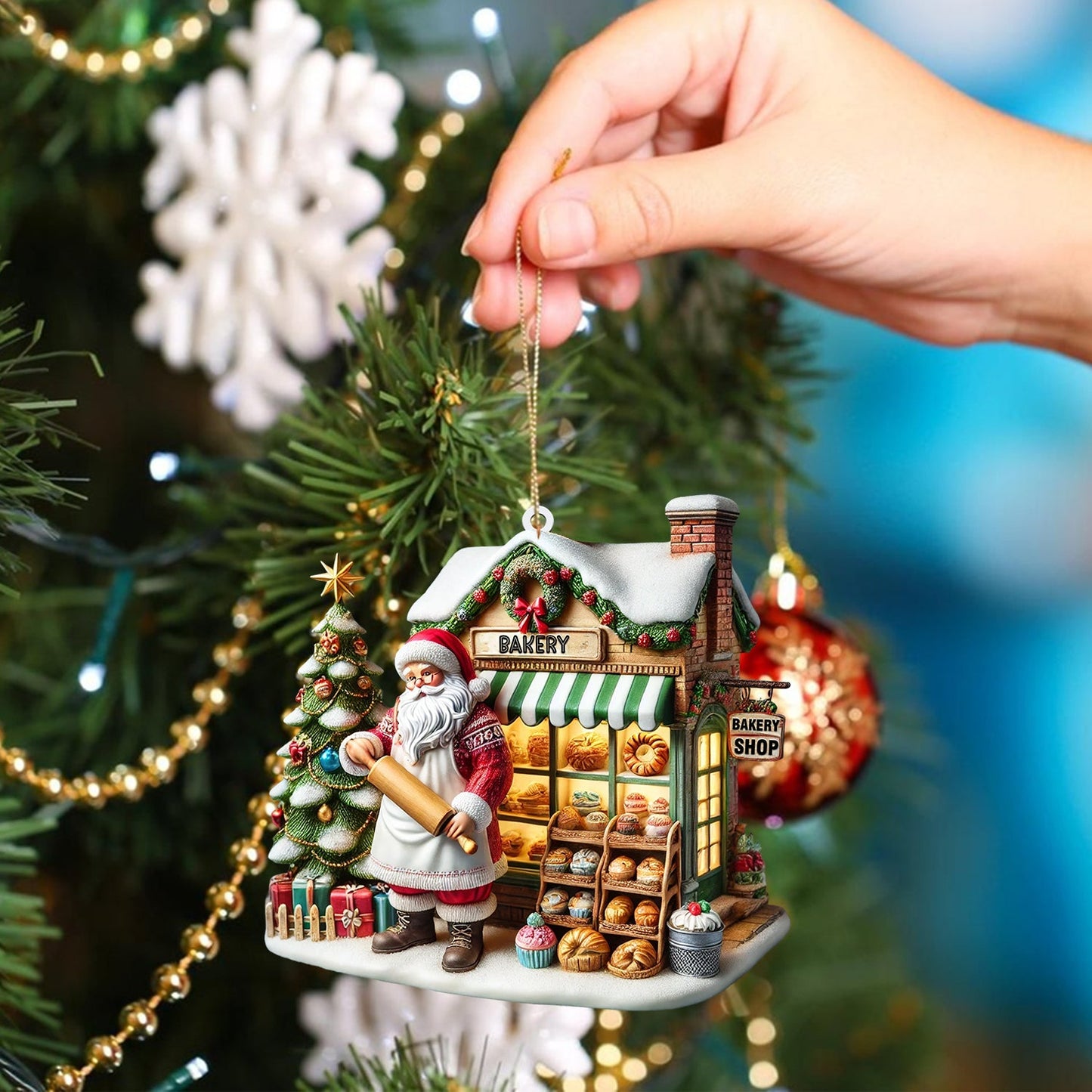 Santa Shop Home Decor Christmas Ornament, Personalized Ornament