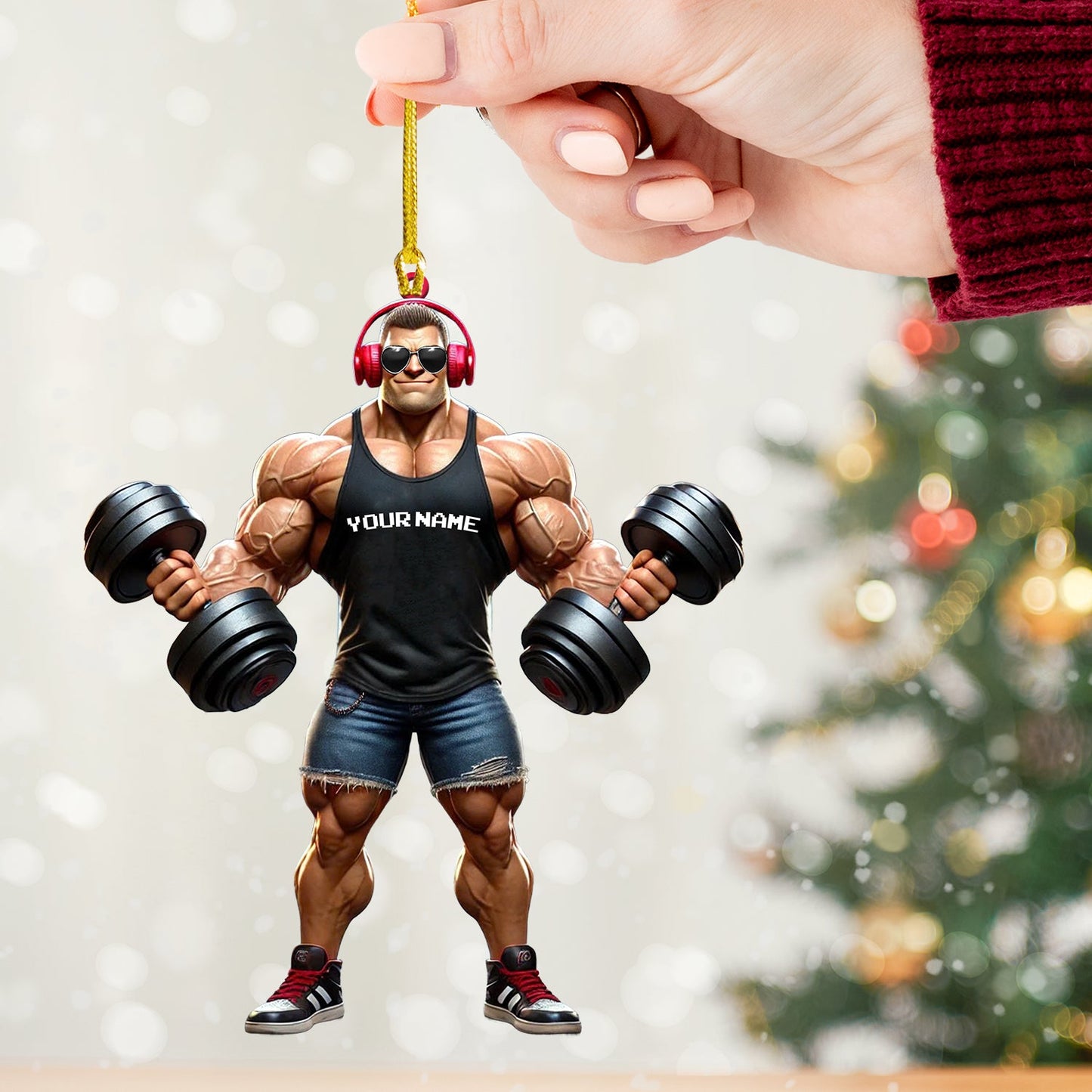 Muscle Man Christmas Ornament, Gym Ornament, Personalized Ornament, Gymnastics Christmas Gift