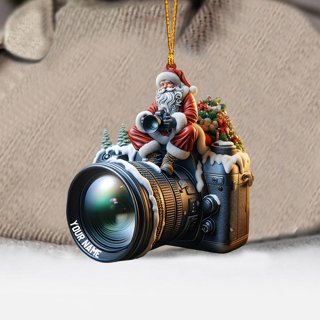 Santa Photographer Home Decor Christmas Ornament, Personalized Ornament