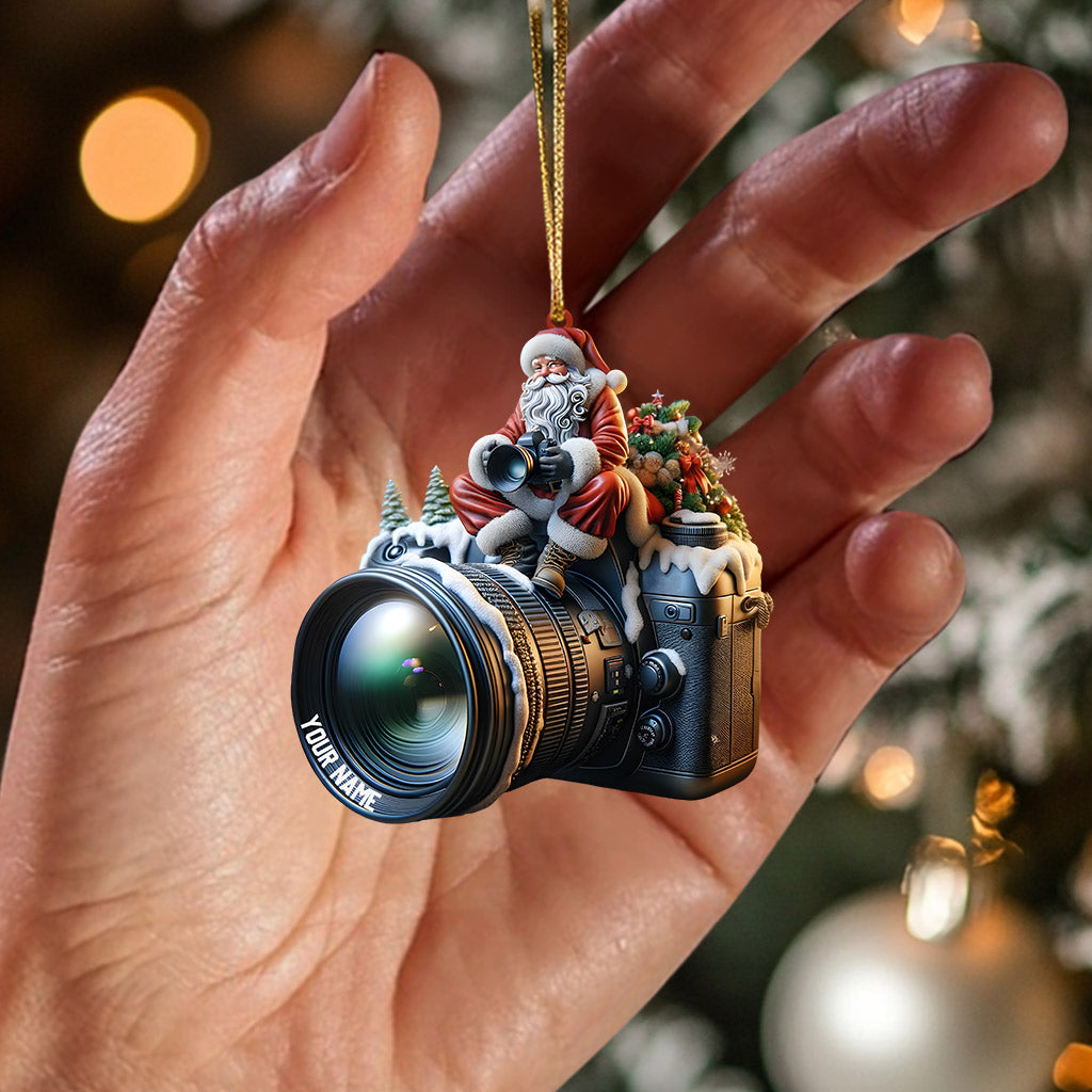 Santa Photographer Home Decor Christmas Ornament, Personalized Ornament