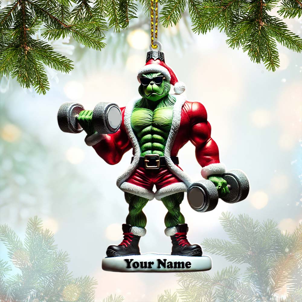 Gym Work Out ELF Christmas Ornament, Personalized Ornament, Gymnastics Christmas Gift